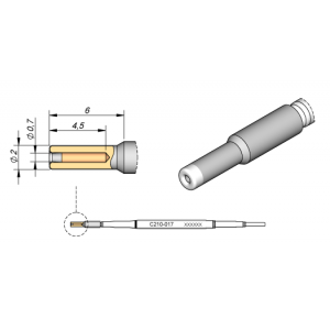 C210017 JBC Tools Multilayer Soldering Cartridge Pin Ø 0.7