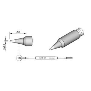 C210001 JBC Tools Soldering Conical Cartridge Tip Ø 0.3 S2