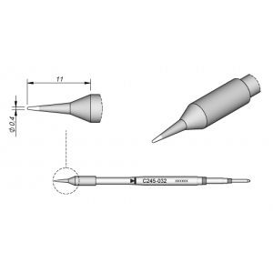 C245-032 (0.4mm x 11mm) JBC Tools Conical Soldering Cartridge