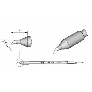 C245-034 (0.4mm x 8mm) JBC Tools Bent Soldering Cartridge