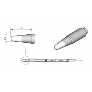 C245-107 (0.3mm x 12mm) JBC Tools Conical Soldering Cartridge