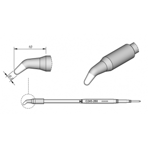 C245-260 (2.0mm x 10mm) JBC Tools Bent Soldering Cartridge