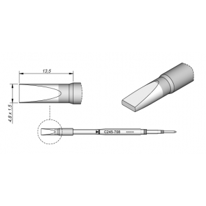 C245-708 (4.8x1.5mm x 13.5mm) JBC Tools Chisel Soldering Cartridge