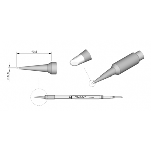 C245-747 (0.6mm x 13.5mm) JBC Tools Angled Soldering Cartridge