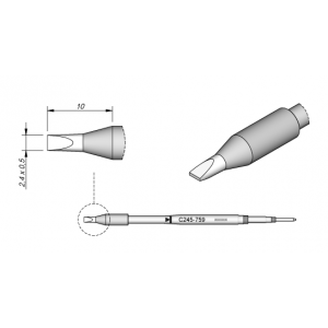 C245-759 (2.4x0.5mm x 10mm) JBC Tools Chisel Soldering Cartridge