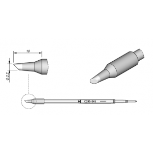 C245-845 (2.2mm x 10mm) JBC Tools Angled Face Soldering Cartridge