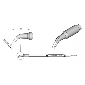 C245-863 (1.8x0.8mm x 12mm) JBC Tools Bent Soldering Cartridge