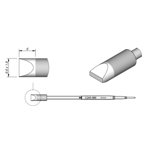 C245-866 (6.6x1.8mm x 6mm) JBC Tools Chisel Soldering Cartridge