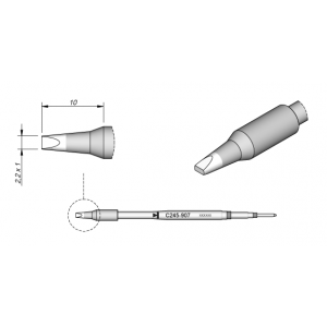 C245-907 (2.2x1mm x 10mm) JBC Tools Chisel Soldering Cartridge