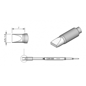 C245-908 (4.8x1.5mm x 7mm) JBC Tools Chisel Soldering Cartridge