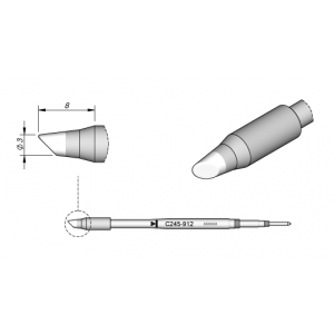 C245-912 (3.0mm x 8mm) JBC Tools Angled Soldering Cartridge