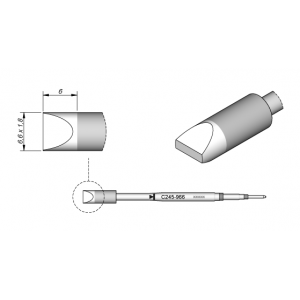 C245-966 (6.6x1.8mm x 6mm JBC Tools Chisel Soldering Cartridge